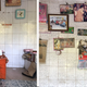 Guru Baharatdas Darshandas sits in his room in Banej; details from the wall.